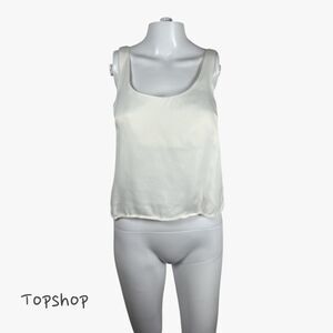 Topshop Women's Satin Tank Top in Cream Size 2 Casual Going Out